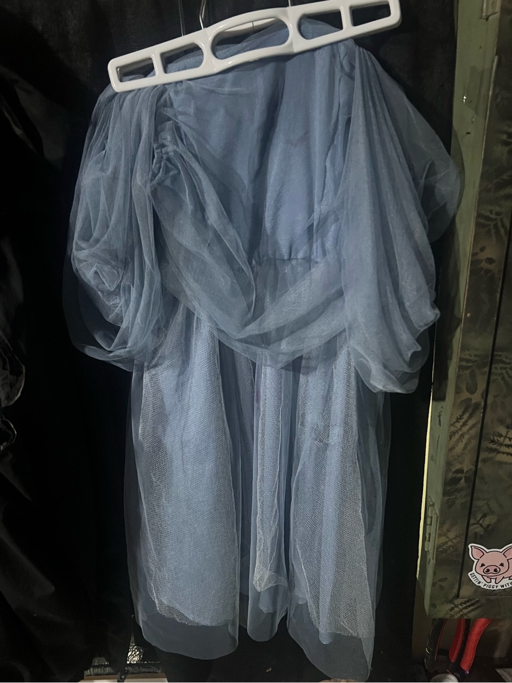 SHEIN Strapless/Off Shoulder Tulle Dress in Dusty Blue